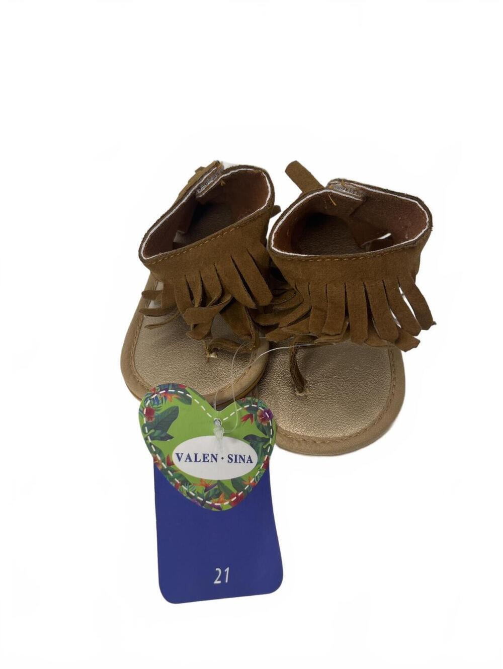 Faux Suede Western Fringe Sandals 5T Baby Girl Light Brown Valen Sina NWT